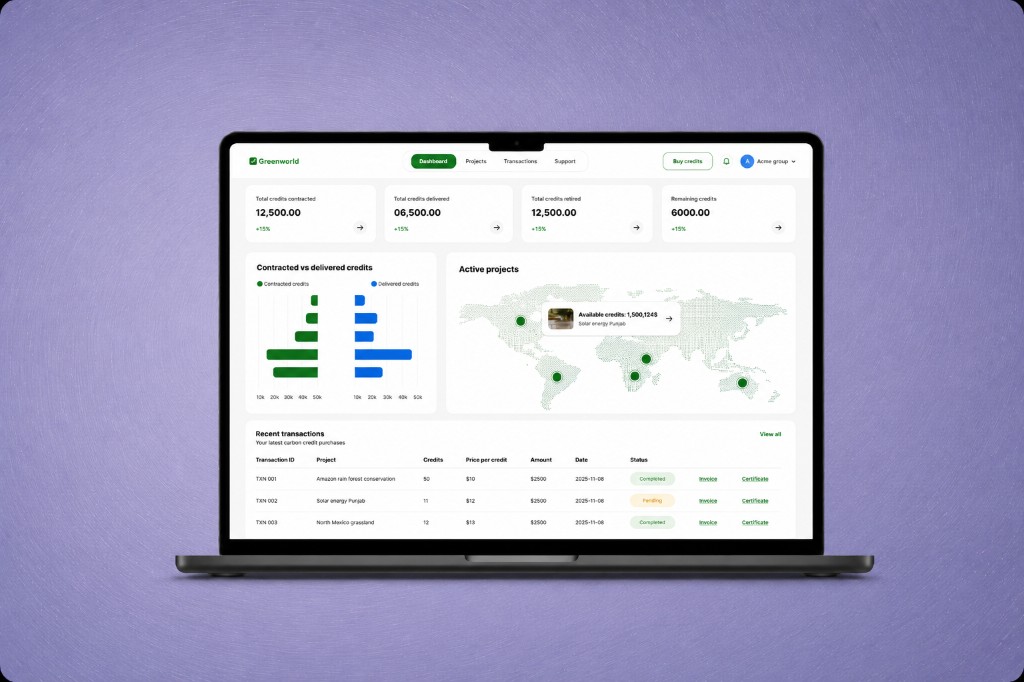 Buyer Dashboard carbon marketplace and impact platform case study